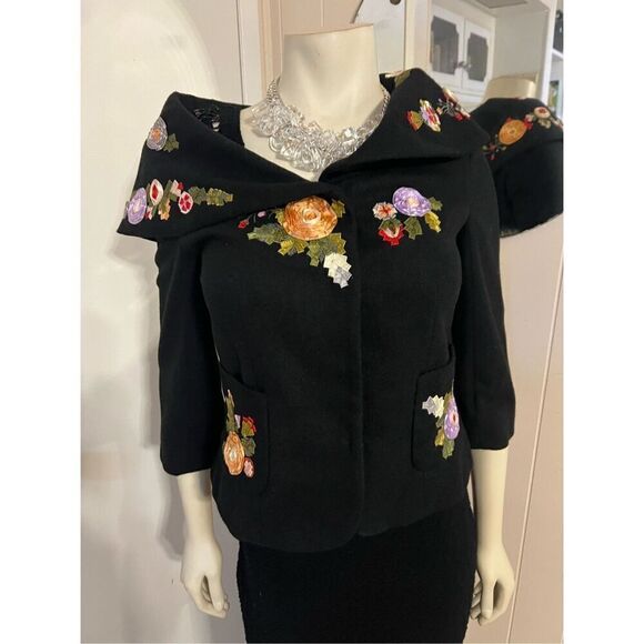 NWT Boston Proper Short Black Embellished Cootin Blend Shawl CollarJacket MISMAR - Picture 1 of 8